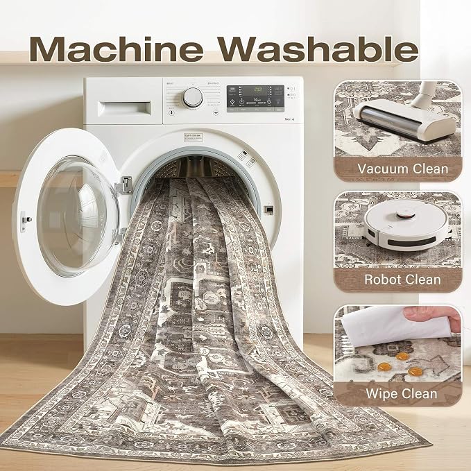8x10 Washable Area Rugs for Living Room, Large Rug Non Slip Backing Vintage - Image 7