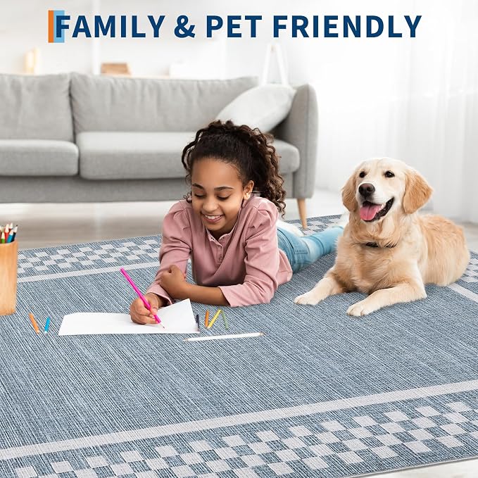 GarveeHome Area Rug 9x12 Living Room Rug Modern Bordered Soft Large Area Rugs - Image 3