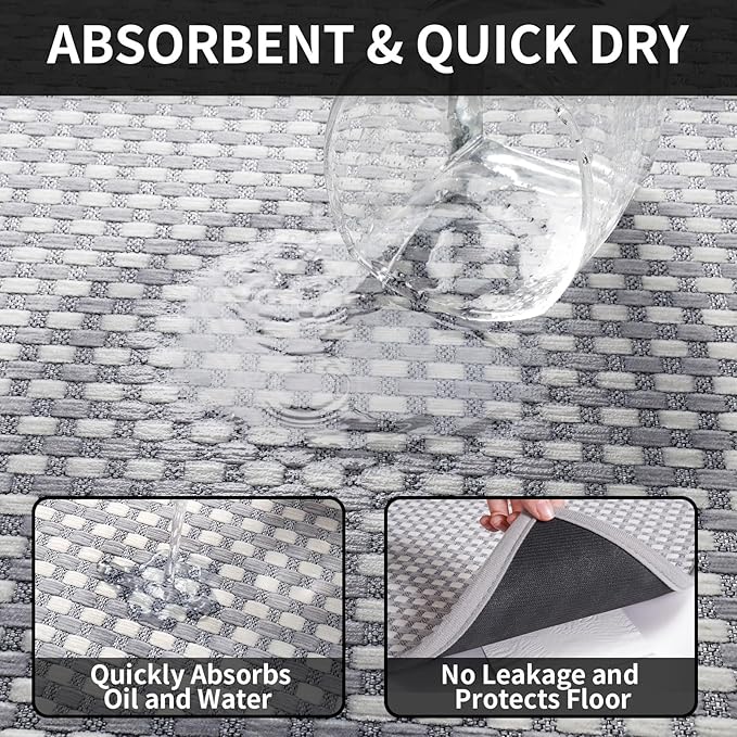 YDKGL Kitchen Runner Rugs Non Slip Washable, Super Absorbent Soft Chenille - Image 5
