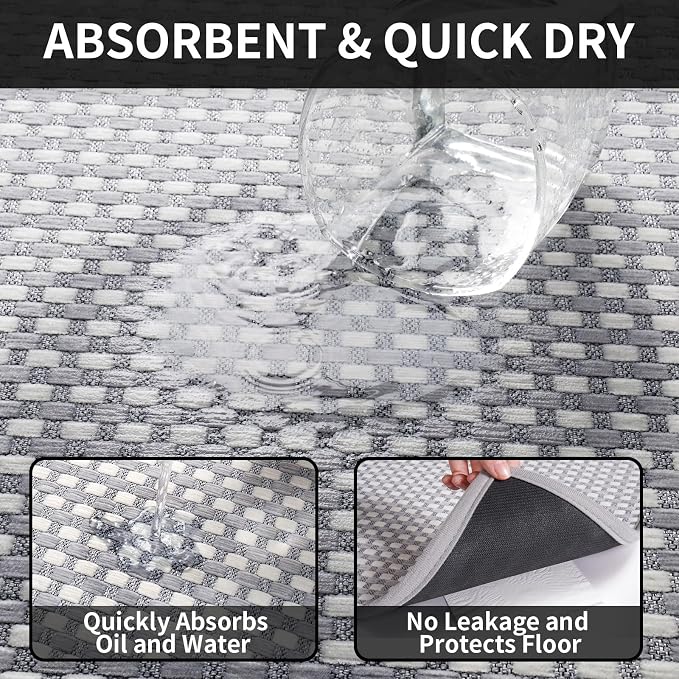 YDKGL Kitchen Rugs Non Slip Washable, Rubber Backing Soft Chenille Braided - Image 5