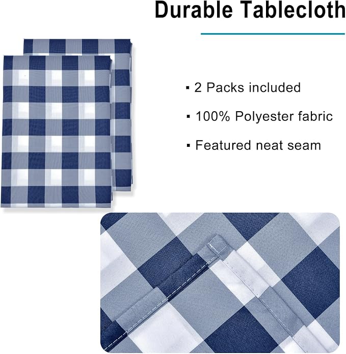 Checkered Tablecloth 2 Pack 52 x 70 inch, Stain and Wrinkle Resistant, Suitable - Image 3