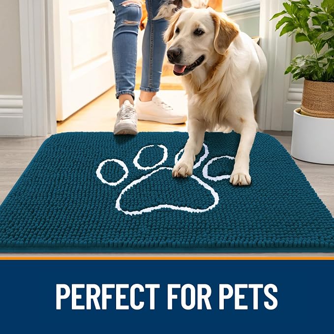 OLANLY Dog Door Mat for Muddy Paws 59x32, Paw Print Design, Absorbs Moisture - Image 6