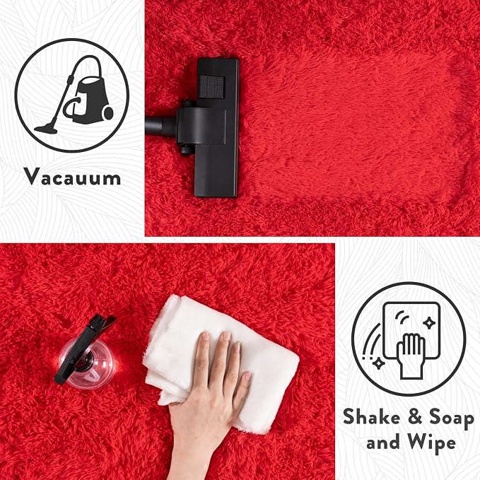 Soft Red Rugs for Bedroom, 4x6 Fluffy Fuzzy Shaggy Rugs for Living Room - Image 8