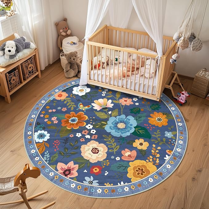 RELEANY Floral 6ft Area Rugs Washable Print Boho Cute Carpet Non Slip Flower - Image 6