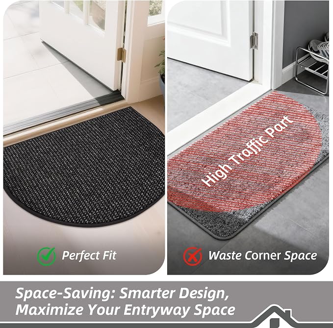 BEQHAUSE Dirt Trapper Door Mat 32" x 48" Half Circle Non-Slip Washable Doormats - Image 6