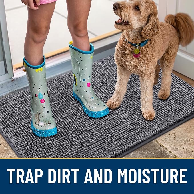 Smiry Dog Door Mat for Muddy Paws 40x24, Absorbent Dirt Trapper, Non-Slip - Image 3