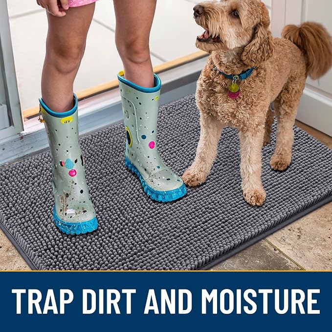 Smiry Dog Door Mat for Muddy Paws 34x21, Absorbent Dirt Trapper, Non-Slip - Image 3