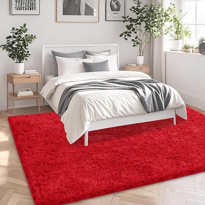 9x12 Red Area Rugs for Living Room, Large Fluffy Shag Rug for Bedroom Nursery - Image 4