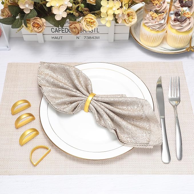 KPOSIYA Napkin Rings Set of 72, Matte Gold Napkin Rings Bulk - Image 3