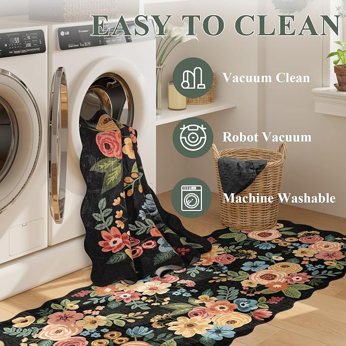 DUKINO 6x9 Area Rug, Floral Washable Rugs - Image 5