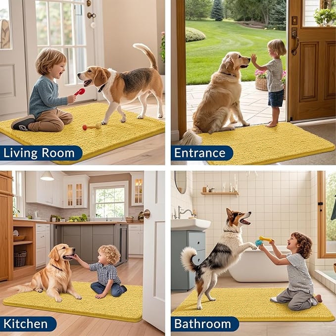 Smiry Dog Door Mat for Muddy Paws 30x20, Absorbent Dirt Trapper, Non-Slip - Image 7