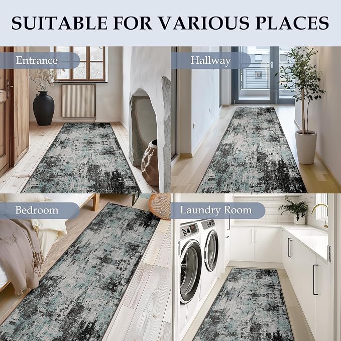 RELEANY Washable Area Rugs 2'x10' Non-Slip Modern Abstract Soft - Image 4