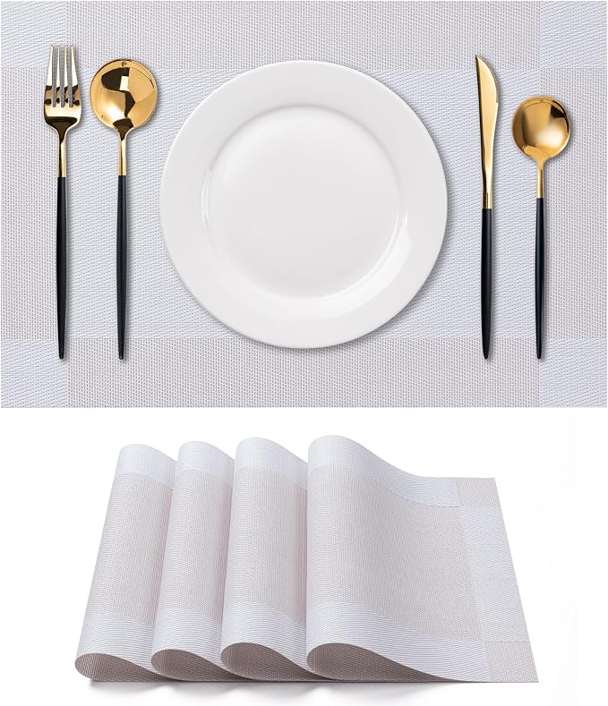 Placemats Set of 4 Washable Indoor | Outdoor Vinyl Place Mats by CADONO