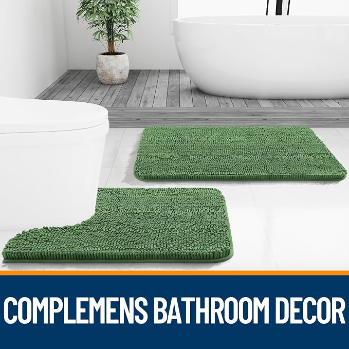 OLANLY Toilet Rugs U-Shaped 24x24, Extra Soft Absorbent Chenille Contour - Image 7
