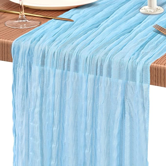 18 Pack Cheesecloth Table Runner 10FT Baby Blue Table Runner Light Blue Boho - Image 9