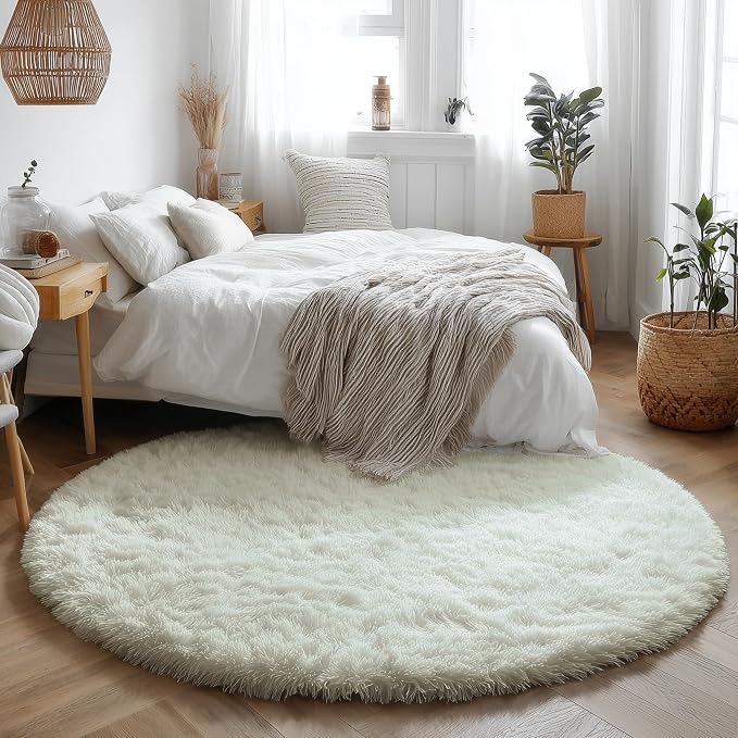 Amdrebio Ivory White Round Rug 4Ft - Image 7