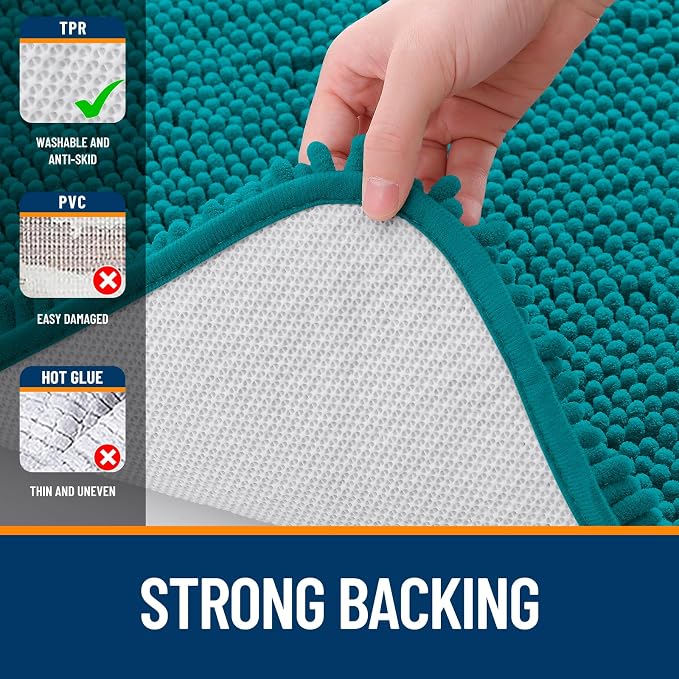 OLANLY Bathroom Runner Rugs 59x20, Soft Absorbent Chenille Bath Rugs, Rubber - Image 6