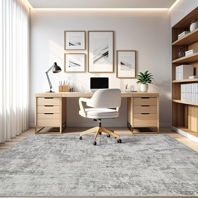 8x10 Area Rugs Living Room: Washable Large Abstract Neutral Modern Soft Rugs - Image 8