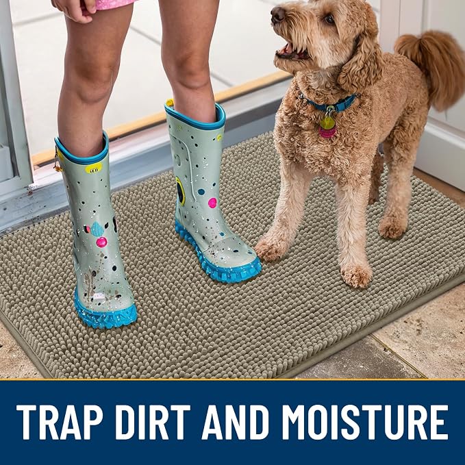 Smiry Dog Door Mat for Muddy Paws 30x20, Absorbent Dirt Trapper, Non-Slip - Image 3