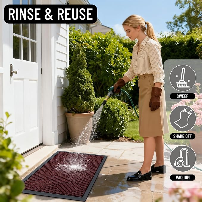 OLANLY Front Door Mat Outside Entrance 35x23, Heavy Duty Sturdy Natural Rubber - Image 7