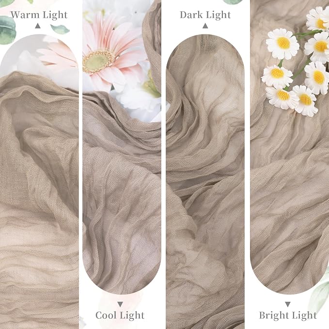 Nude Cheesecloth Table Runner 10ft Gauze Runner Boho Rustic Light Brown Cheese - Image 7