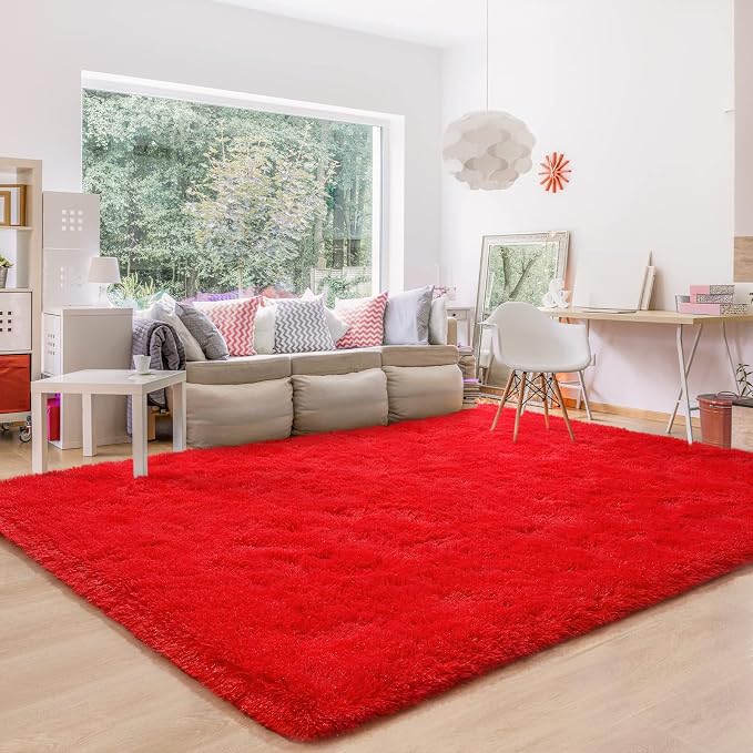 BENRON Fluffy Rugs for Living Room 5x8 Red, Washable Large Area Rugs for - Image 2