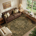 RELEANY Area Rugs 6'x9' Washable Non-Slip, Floral Vintage Distress Medallion by RELEANY