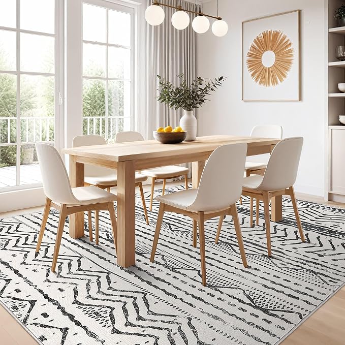 Nakagishi Black Rug Living Room 5X7: Washable Boho Large Neutral Soft Rug - Image 6