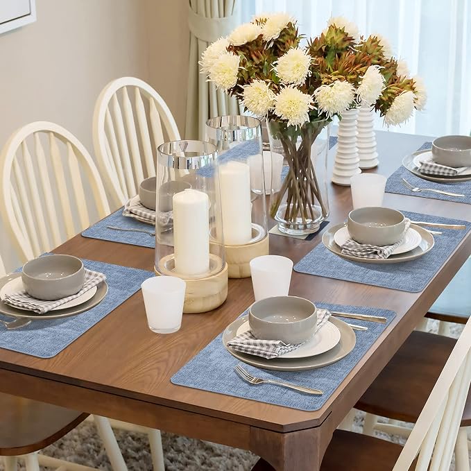 Maxpearl Faux Leather Placemats Set of 6, Suitable - Image 2