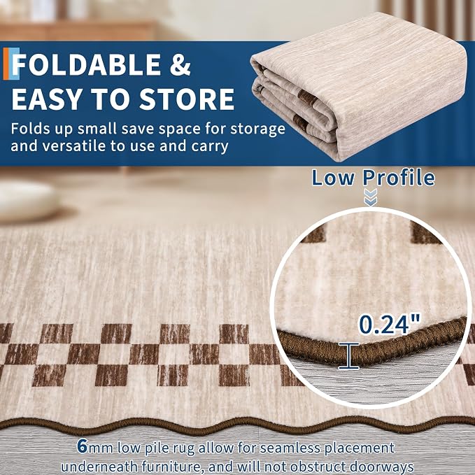 GarveeHome Hallway Runner Rug 2x6 Non Slip Scalloped Washable Rug - Image 4