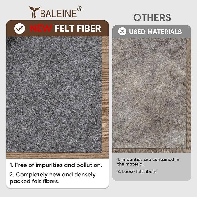 BALEINE 8x10 Ft Non Slip Rug Pad Gripper, 1/4" Thick Felt and Rubber Gripper - Image 6