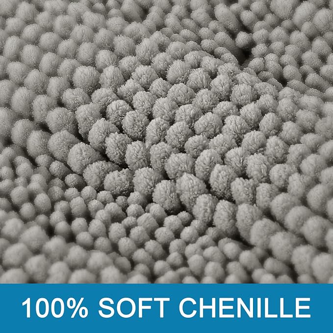 Non Slip Thick Shaggy Chenille Bathroom Rug Mat Set Extra Soft and Absorbent - Image 3