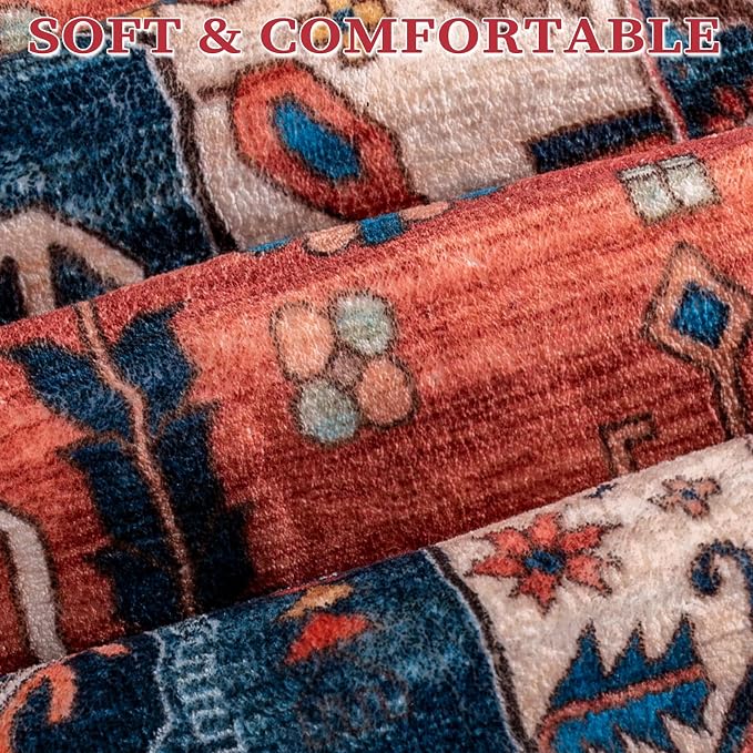 SERISSA Area Rug 3x5 Boho Rugs for Bedroom, Washable Non-Slip Kitchen Rugs - Image 6
