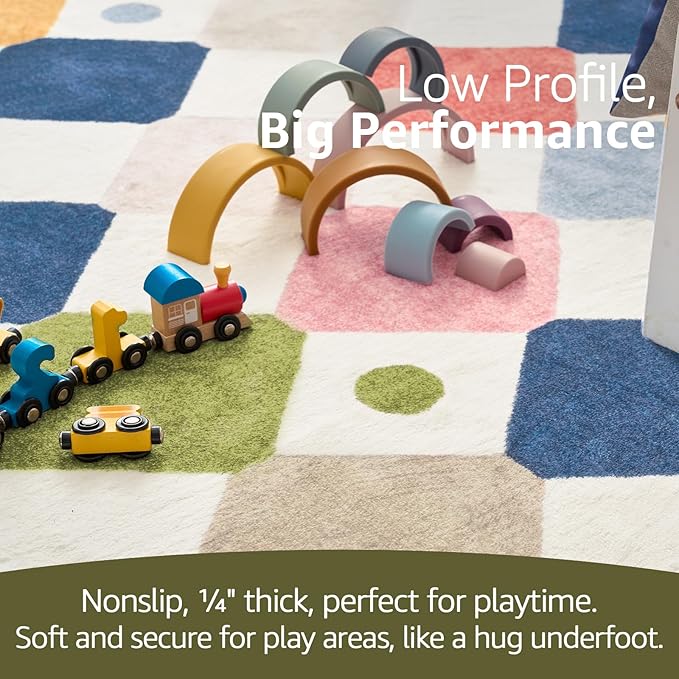 jinchan Macy 5x7 Area Rug for Kids Room Modern Colorful Nursery Rug Checkered - Image 7