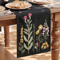 Artoid Mode Black Soft Chain Embroidery Wild Floral Spring Table Runner by ArtoidMode
