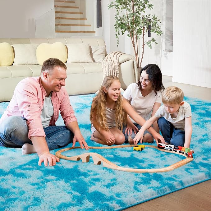 Ultra Soft Rug for Living Room, 5X8 Fluffy Shag Area Rug for Bedroom, Modern - Image 3