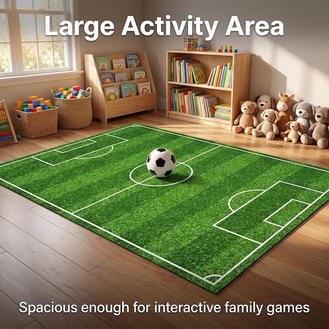 Soccer Rug for Kids, soft surface, non-slip backing, suitable for bedroom - Image 5