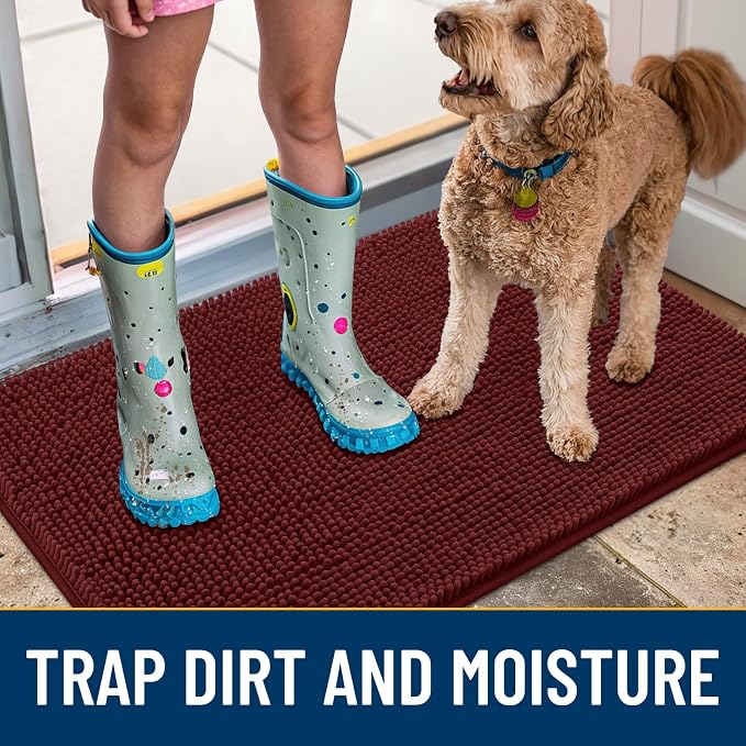 Smiry Dog Door Mat for Muddy Paws 36x24, Absorbent Dirt Trapper, Non-Slip - Image 3