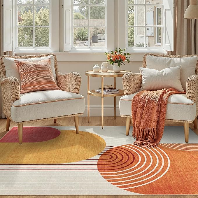 DCX Abstract Machine Washable 4x6 Rug, Mid Century Modern Rug - Image 2