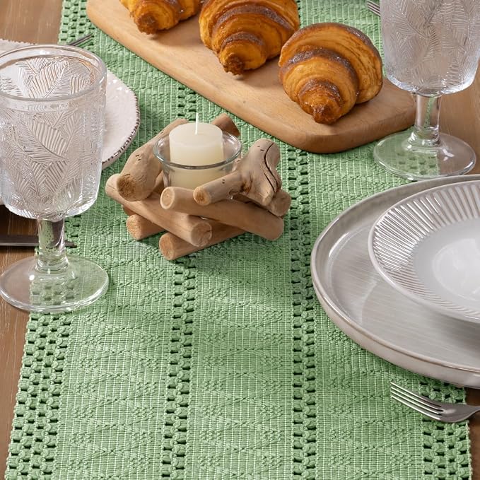 MLMW Boho Sage Green Table Runner 72 inches Short Coffee Spring Easter Table - Image 4