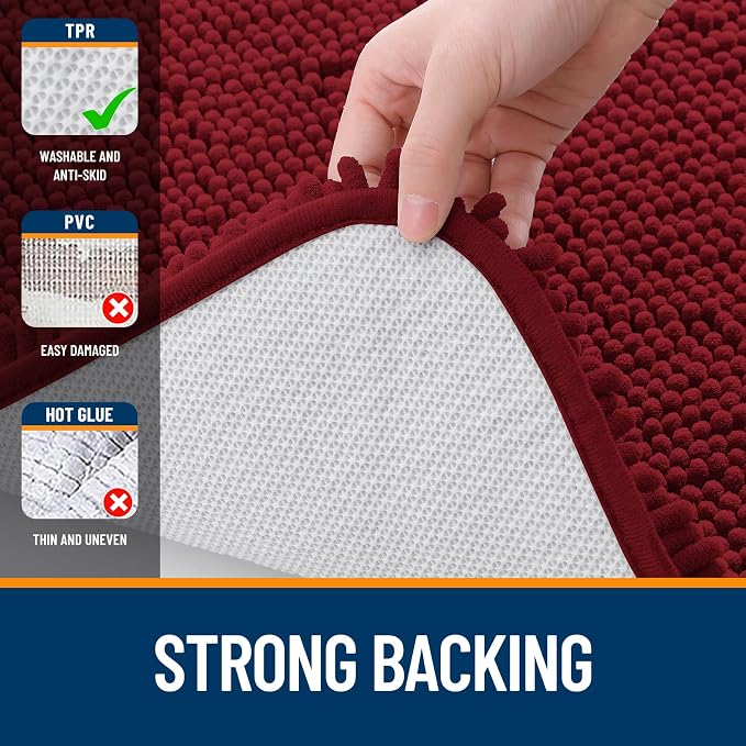 OLANLY Bathroom Rugs 34x21, Extra Soft Absorbent Chenille Bath Rugs, Rubber - Image 6