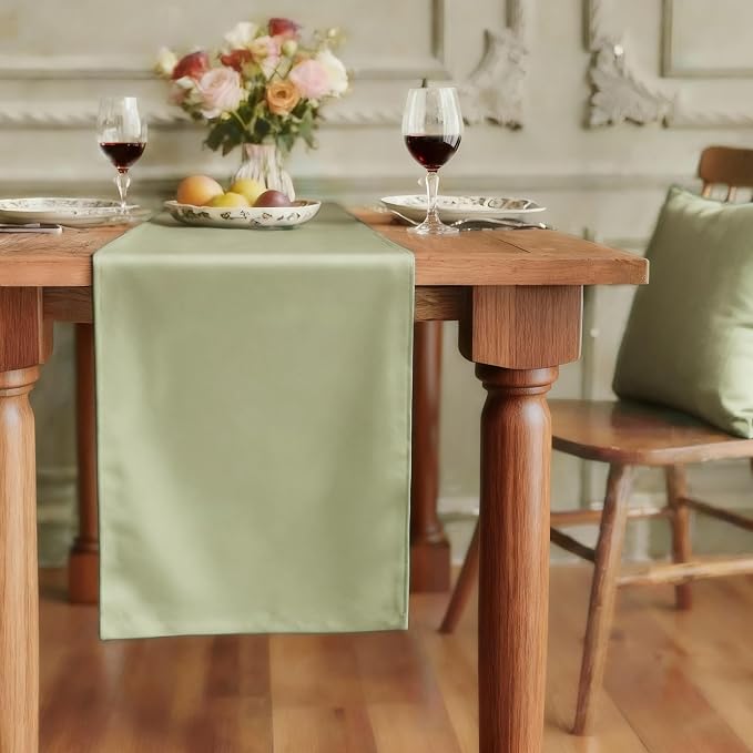 FOLINS&HOME Sage Green Waterproof Decorative Table Runner 48 Inches Long | by FOLINSHOME