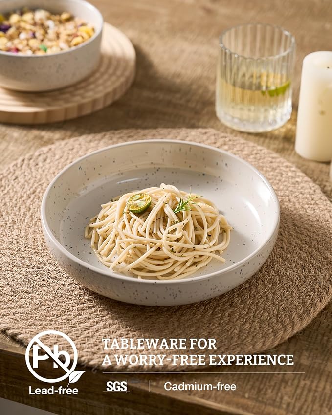 famiware Milkyway 33 oz Pasta Bowls Set of 8, Creamy White | Double Reactive - Image 3
