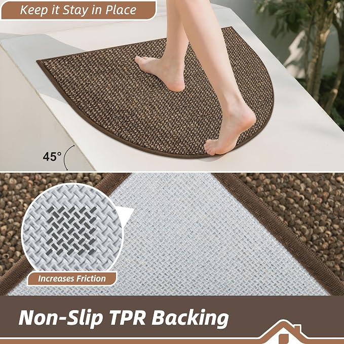 BEQHAUSE Dirt Trapper Door Mat 32" x 48" Half Circle Non-Slip Washable Doormats - Image 4