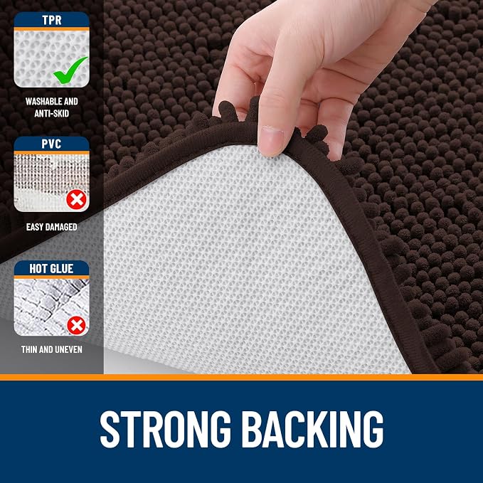 OLANLY Bathroom Rugs 30x20, Extra Soft Absorbent Chenille Bath Rugs, Rubber - Image 6