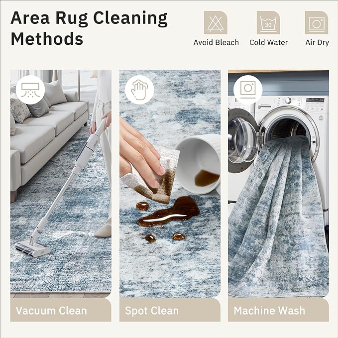 Soalmost Abstract Rug 8x10 Large Living Room Rugs Neutral Modern Washable Area - Image 5