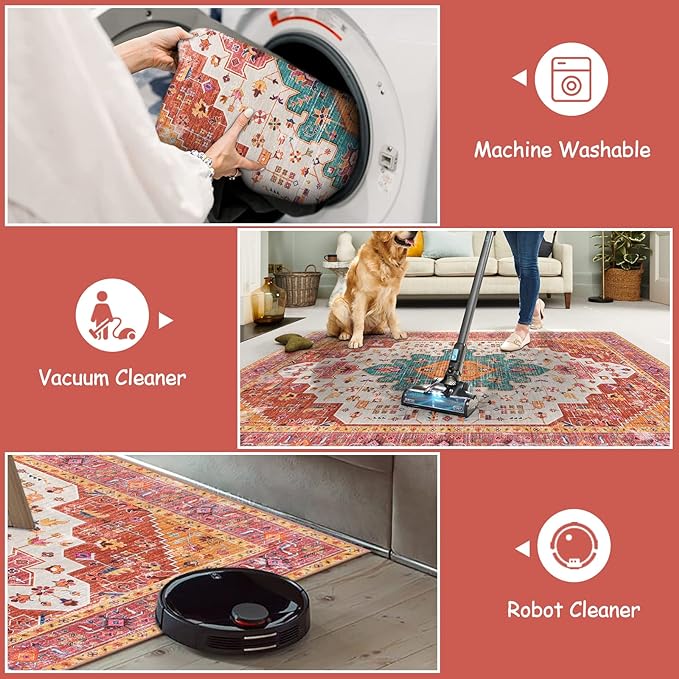 Moynesa Ultra-Thin Washable Vintage Area Rug - Image 3