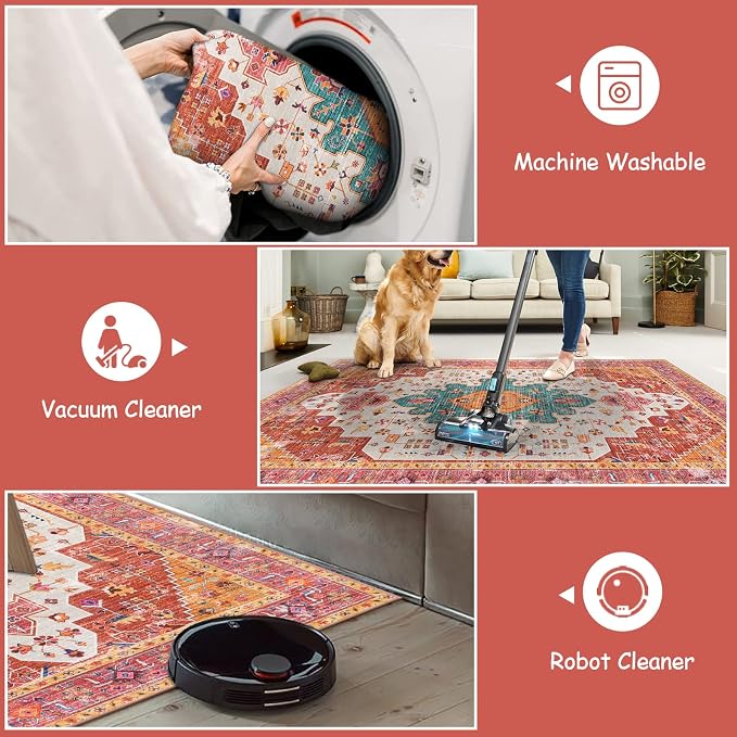 Moynesa Ultra-Thin Washable Pink Runner Rug - Image 3