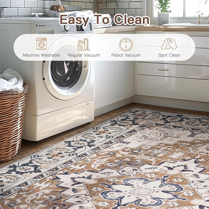 Lofus 2x8 Hallway Washable Runner Rug, Vintage Kitchen Runners Non Slip - Image 4