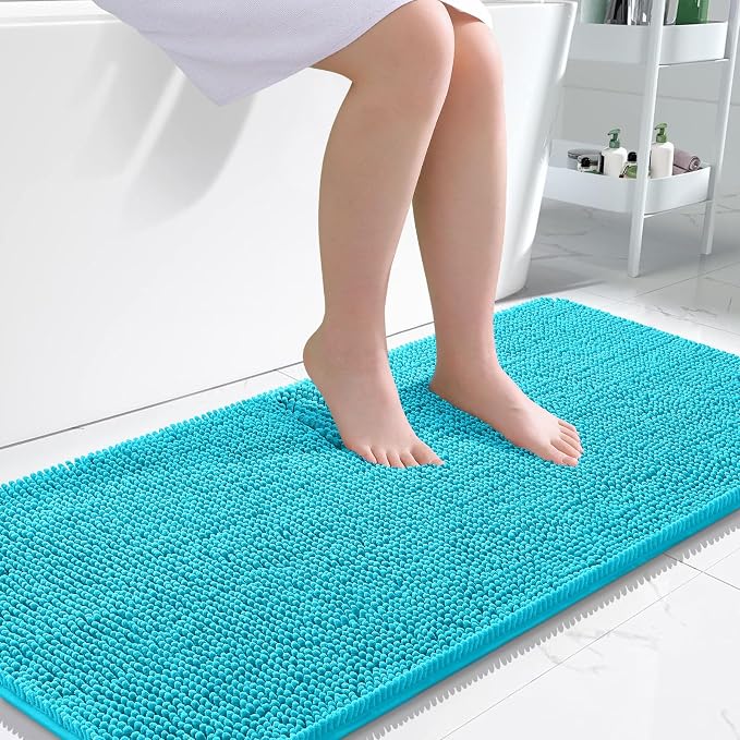 OLANLY Bathroom Runner Rugs 47x24, Soft Absorbent Chenille Bath Rugs, Rubber by OLANLY
